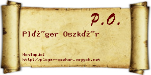 Pláger Oszkár névjegykártya
